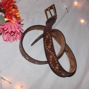 Vintage Genuine Leather Belt Solid Brass Buckle